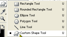 The custom shape tool might be under the line or the rectangle or the polygon.. or any of these others. It is above the eyedropper, though, in v. 7.