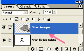 alt-click right at the tip of the pink arrow to form your clipping group