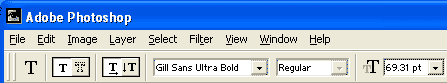 Type tool options bar