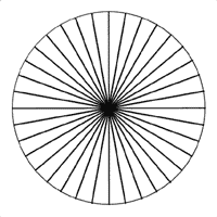 The circle forms a perimeter around the spokes.